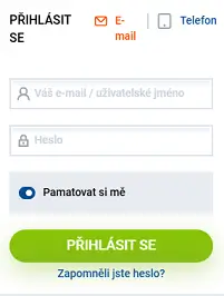 Přihlašovací menu MostBet casino